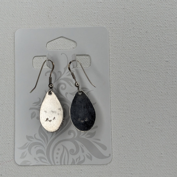 925 Sterling Silver Turquoise Earrings Drop Dangled Artist signed K-1 - Picture 2 of 12